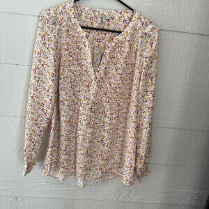 Lucky Brand Boho Peasant Lightweight Floral Top Size M